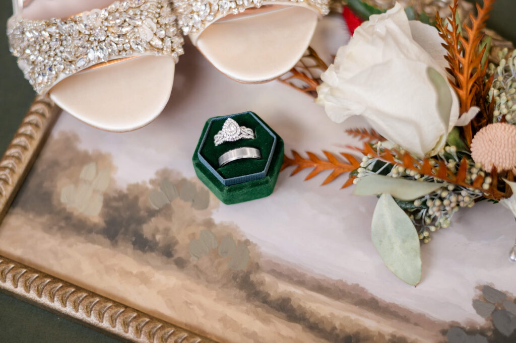 Unique fall themed flat lay by affordable wedding photographer Lens Love Photography